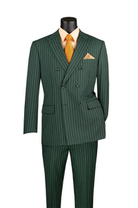 Men’s Hunter Green Pinstripe Double Breasted Suit – Vintage 1920s Great Gatsby Gangster Style