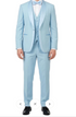 Men’s Powder Blue 3-Piece Tuxedo – Light Blue Wedding & Prom Suit with Vest in Light Blue Sky Color
