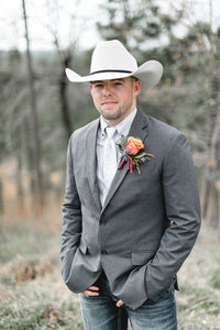 Mens Western Style Blazer – Classic Gray Cowboy Suit Jacket for Weddings, Country Events and Formal Wear in Grey Color