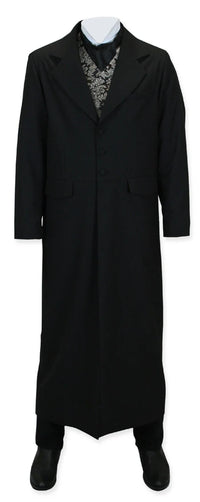 Men’s Matrix Neo Inspired Black Wool Duster Coat – Long Gothic Victorian Full Length Overcoat