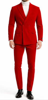 Men’s Red Double Breasted Blazer – Peak Lapel Wedding, Prom & Party Sport Coat