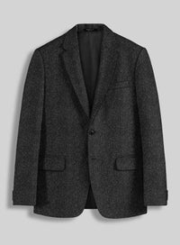 Men’s Charcoal Herringbone Tweed Sport Coat – Classic Textured Wool-Style Blazer