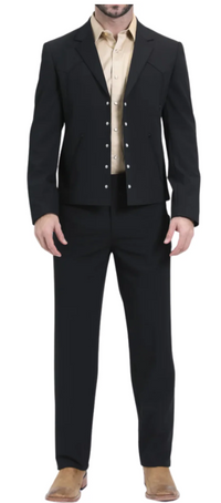 Mens Black Western Blazer Set – Cowboy Style Formal Jacket and Pants Outfit Country Western Suit
