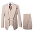 Men’s Beige tan Checkered Three Piece Suit with Classic Fit Wide Leg Pleated Pants by Rossiman khaki color