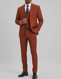Men’s Burnt Orange 3-Piece Suit – 1970s Disco, Retro Rockabilly, Prom and Party Suit