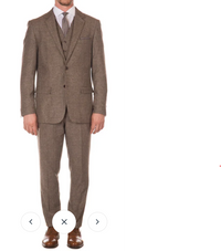 Men’s Brown Herringbone 3 Piece Suit – Vintage 1950s Inspired Tweed Vested Classic Suit