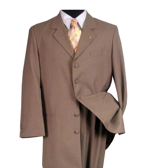 Men’s 1920s Tan Zoot Suit with Fedora Hat and Wingtip Shoes – Vintage Gangster 3-Piece Long Jacket Suit