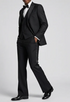 Men’s Black Boot Cut 3-Piece Tuxedo Suit – Peak Lapel Wedding, Prom and Formal Suit 1970s Style