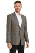 Men’s Green Brown and Teal Plaid Sport Coat – Tailored Fit Check Blazer Jacket - Tartan Sportcoat