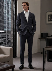 Men’s Patrick Bateman Inspired Navy Pinstripe Suit – American Psycho 1980s Business Style 2 Piece Suit