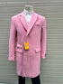 Men’s Pink Wool Blend Long Overcoat – Slim Fit Tailored Winter Coat - Carcoat - Topcoat
