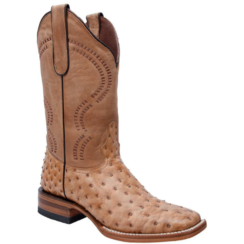 Mens Oryx Ostrich Print Square Toe Boot