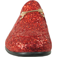 Bravo Mens Modern Glitter Sequin Prom Tuxedo Buckle Loafer in Red - Men's Dress Shoes
