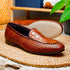 Zelli Palio Crocodile and Calfskin Basketweave Loafer in Cognac