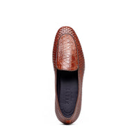 Zelli Palio Crocodile and Calfskin Basketweave Loafer in Cognac