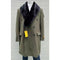 Olive Green Peacoat With Fur Collar - Wool Double Breasted Overcoat