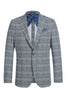 Pelago Men's Grey & Blue Windowpane Slim Fit Blazer — Summer Style - USA Men's Outlet