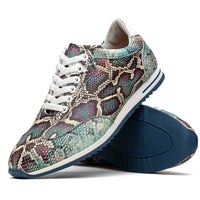 Zelli Peri Python Embossed Calfskin Sneakers in Marine Blue