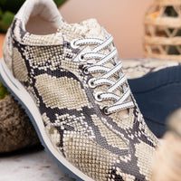 Zelli Peri Python-Embossed Calfskin Sneakers in Black / White