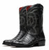 Marco Di Milano Phoenix Black Caiman Crocodile Round Toe Cowboy Boots