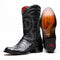 Marco Di Milano Phoenix Black Caiman Crocodile Round Toe Cowboy Boots