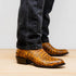 Marco Di Milano Phoenix Mustard Brown Caiman Crocodile Round Toe Cowboy Boots