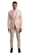 Stretch Fabric 4 Way Slim Fitted Mens Suit in Color Blush Peak Lapel One Button Vested 3 Piece