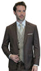Mens Wool Suit With Houndstooth DB Vest in Color "Brown" Modern Fit By Statement 1920's Great Gatsby Vintage