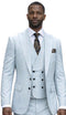 Mens Wool Suit - Ticket Pocket Big Lapel Single button Double breasted Vest By Statement in Color Aqua