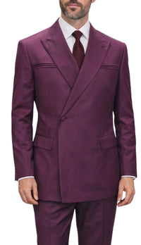Statement SIENA Burgundy Double Breasted Suit - 58 Long or 58 Regular Jacket+52/54 Adjustable Pants (Fabric: poly/rayon blend)