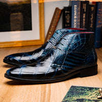 Marco Di Milano Pietro Rustic Blue Leather Shoes