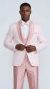 Pink Patterned Tuxedo Set with Shawl Lapel – Wedding & Prom