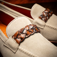 Zelli Pisa Italian Suede Hand-Woven Loafer Stone (16-696-STN)