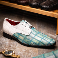 Marco Di Milano Pissa Turquoise & White Leather Loafers
