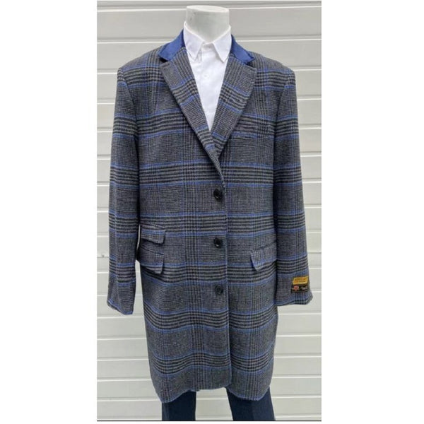 Plaid Wool Topcoats - Mens Plaid Overcoat - Gray Carcoat By Alberto Nardoni $199