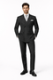 Pleated Suit - Mens Suits With Pleated Pant -  Regular Fit Suit - Bold Black Pinstripe Suit