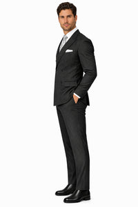 Pleated Suit - Mens Suits With Pleated Pant -  Regular Fit Suit - Bold Black Pinstripe Suit