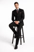 Pleated Suit - Mens Suits With Pleated Pant -  Regular Fit Double Breasted Suit -  Black Suit