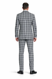 Statement Men’s 3-Piece 100% Wool Fashion Suit – Unique Checker Pattern