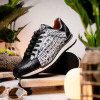 Marco_Di_Milano Portici Newspaper Black Leather Oxfords