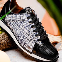 Marco_Di_Milano Portici Newspaper Black Leather Oxfords