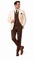 Great Gatsby 1920s Ivory Dinner Jacket with Brown Vest and Pants – Cream Off-White Collar Outfit