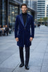 Velvet Long Coat - Velvet Car coat - Navy Coat $199