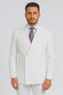 Mens Classic Double Breasted Poplin Suit In White