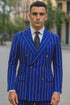 Royal Blue Pinstripe Suit - Gangster Suit - 1920's Suit - Double Breasted Suit