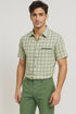 Mens Plaid Walking Suit in sage by Dreams by Zacchi – 2 Piece Leisure Outfit with Matching Shiirt and pant -$99