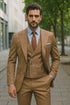 Men’s Brown Groom Suit with Vest and Pocket Square – Formal Style