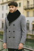 Mens Plaid Overcoat - Gray Wool Peacoat Plaid Topcoats