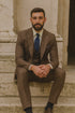 Men’s Brown Slim Fit Suit – Three-Piece Formalwear for Weddings