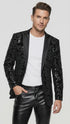 Men’s Black Velvet Sequin Swirl Dinner Jacket – Blazer Paisley Sparkly